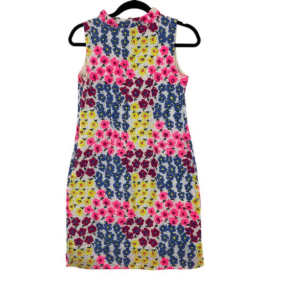 Talbots Eyelet Floral Shift Dress Women's 2 Ruffle V-Neck Sleeveless Knee Length - Picture 5 of 7